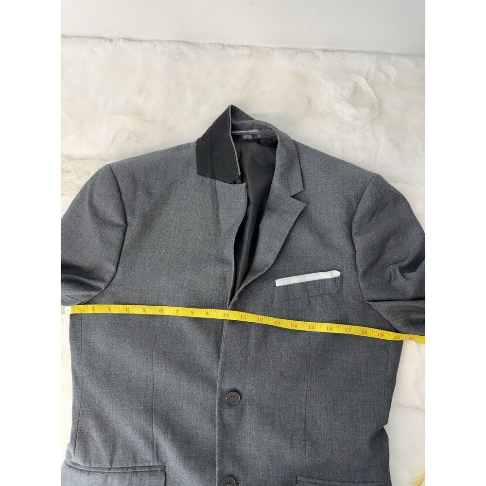 HM Slim Fit Blazer Mens 38R Gray  Elbow Patches Two Button Sport Coat Jacket - Picture 6 of 10